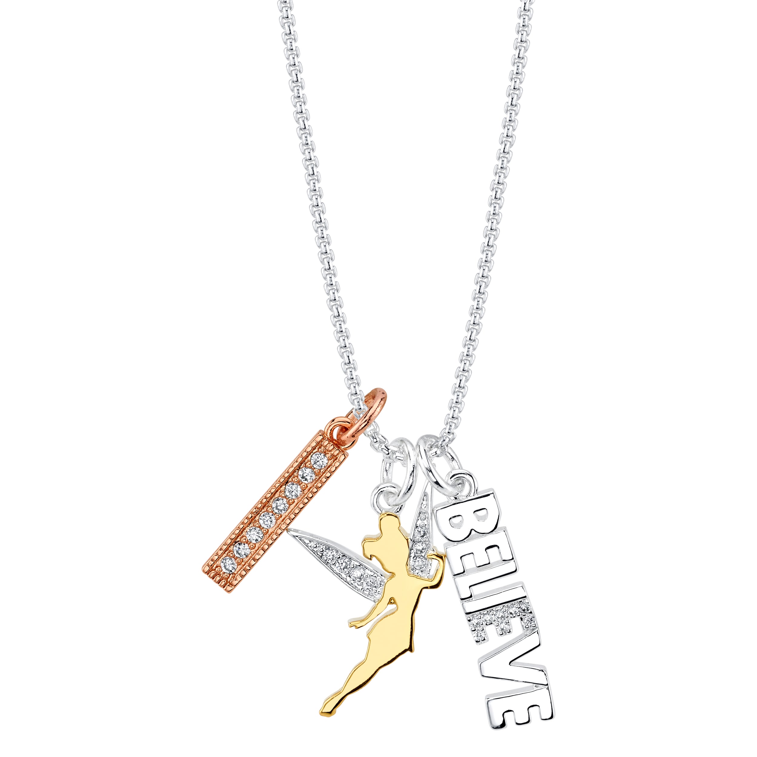 Disney Classics Womens Crystal Pure Silver Over Brass Inch Pendant Necklace