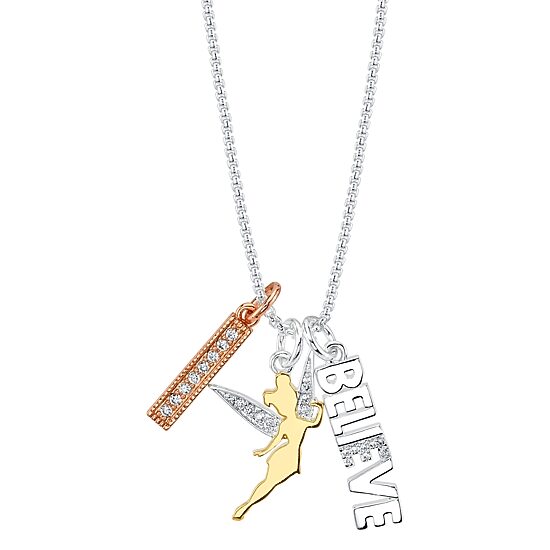 Disney Classics Womens Crystal Pure Silver Over Brass 18 Inch Pendant Necklace