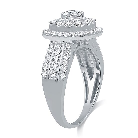 LIMITED EDITION! Womens 1 1/4 CT.T.W. Natural Diamond 10K White Gold Halo Engagement Ring