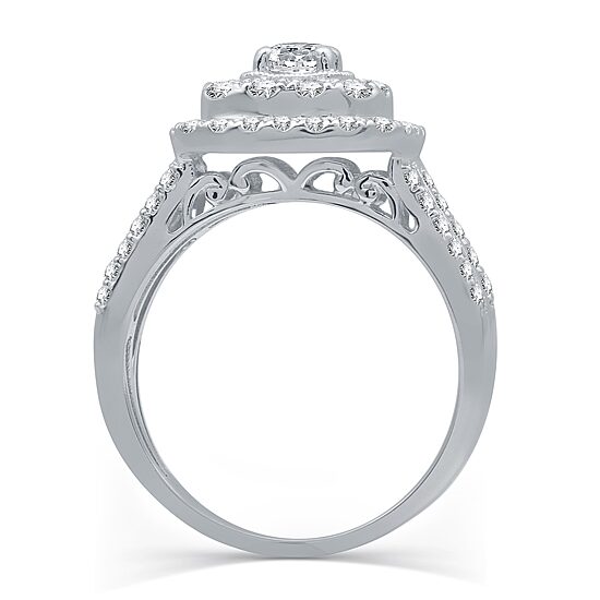 LIMITED EDITION! Womens 1 1/4 CT.T.W. Natural Diamond 10K White Gold Halo Engagement Ring