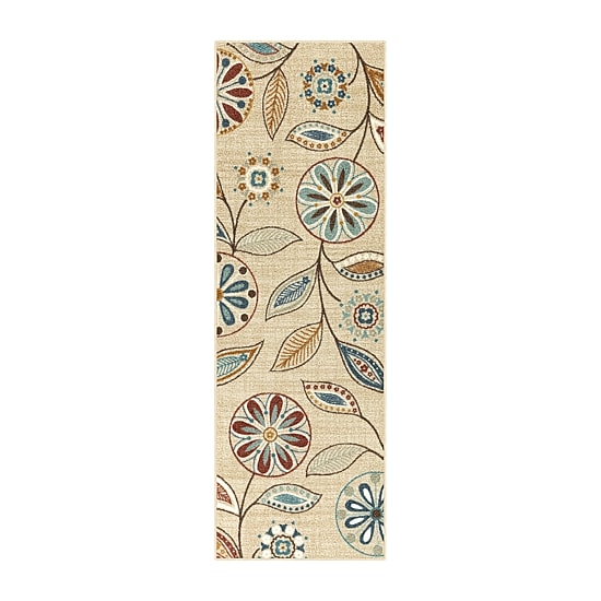Maples Modern Floral Collection Washable Skid Resistant Indoor Rectangular Runner