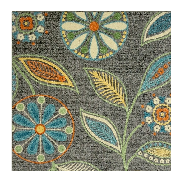 Maples Modern Floral Collection Washable Skid Resistant Indoor Rectangular Accent Rug