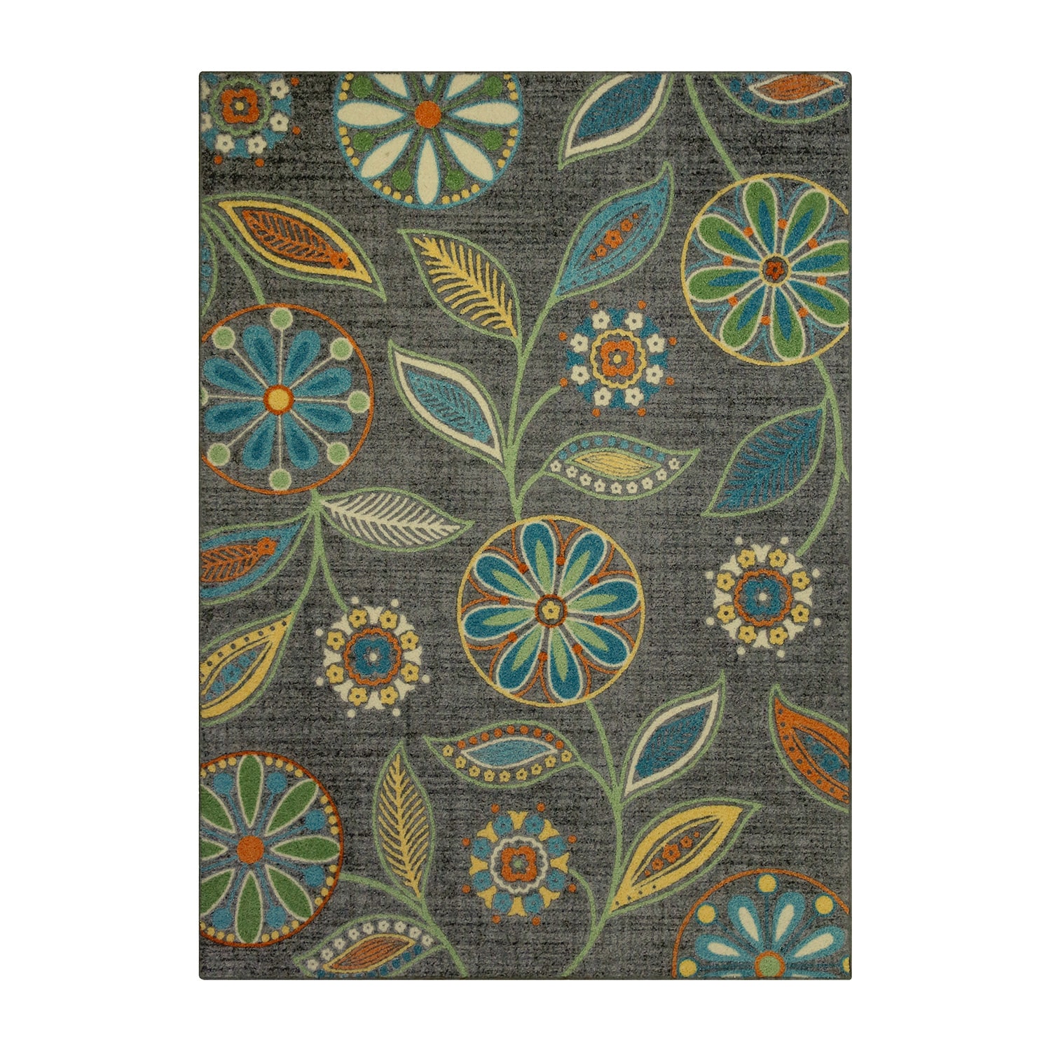 Maples Modern Floral Collection Skid Resistant Indoor Rectangular Area Rug