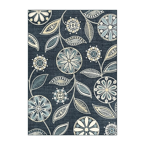 Maples Modern Floral Collection Skid Resistant Indoor Rectangular Area Rug