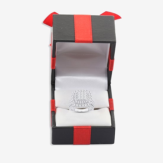3 CT.T.W. Natural Diamond Cushion Shape Side Stone Halo Engagement Ring in 10K or 14K White Gold