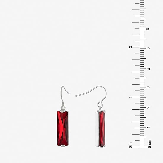 Sparkle Allure Womens Red Crystal Pure Silver Over Brass Rectangular Drop Earrings