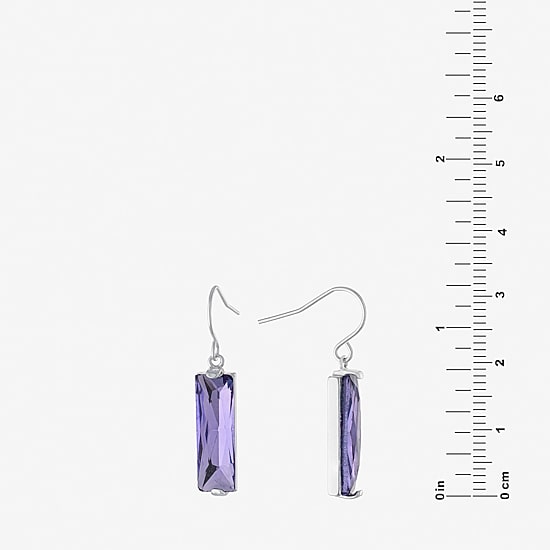 Sparkle Allure Womens Red Crystal Pure Silver Over Brass Rectangular Drop Earrings