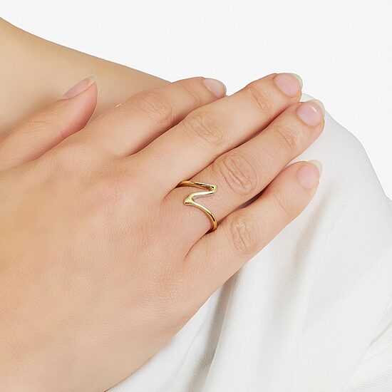 Silver Treasures Womens 14K Gold Over Silver Band