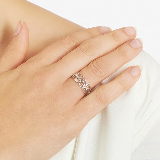 Silver Treasures Womens Sterling Silver Band