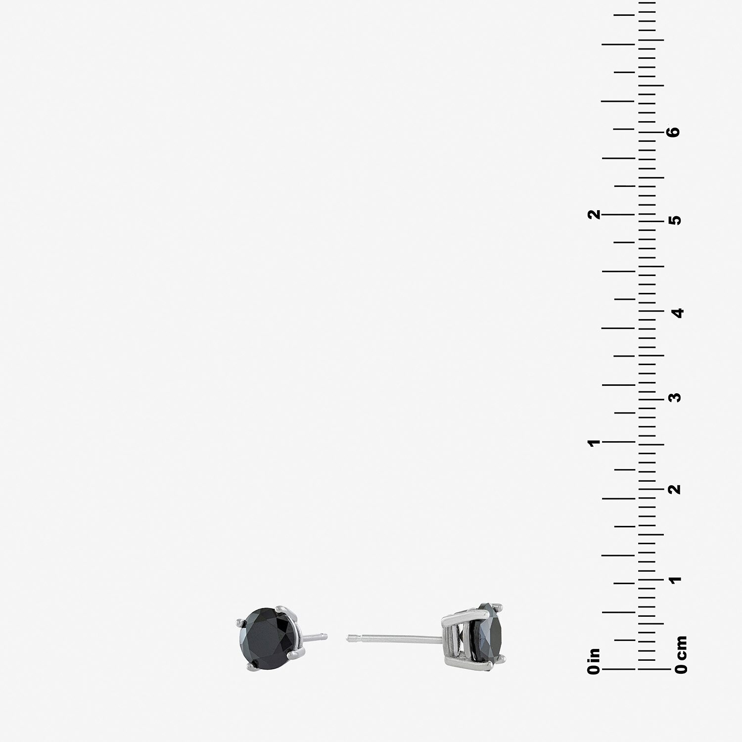 Silver Treasures Black Cubic Zirconia Sterling Silver 7mm Stud Earrings