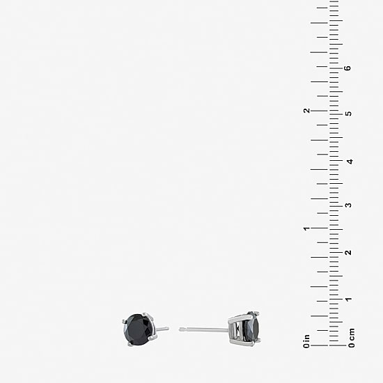 Silver Treasures Black Cubic Zirconia Sterling Silver 7mm Stud Earrings