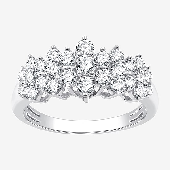 (G-H / Si2-I1) Womens 1 CT. T.W. Lab Grown White Diamond 10K Gold Cluster Band