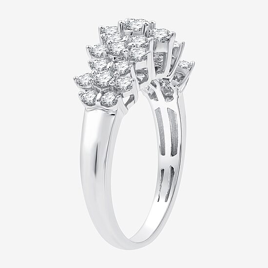 (G-H / Si2-I1) Womens 1 CT. T.W. Lab Grown White Diamond 10K Gold Cluster Band