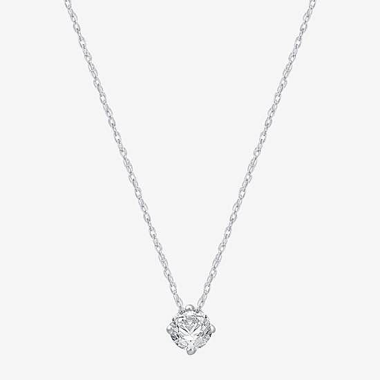 Ever Star (H-I / Si2-I1) Womens 1/4 CT. T.W. Lab Grown White Diamond 10K Gold Round Pendant Necklace