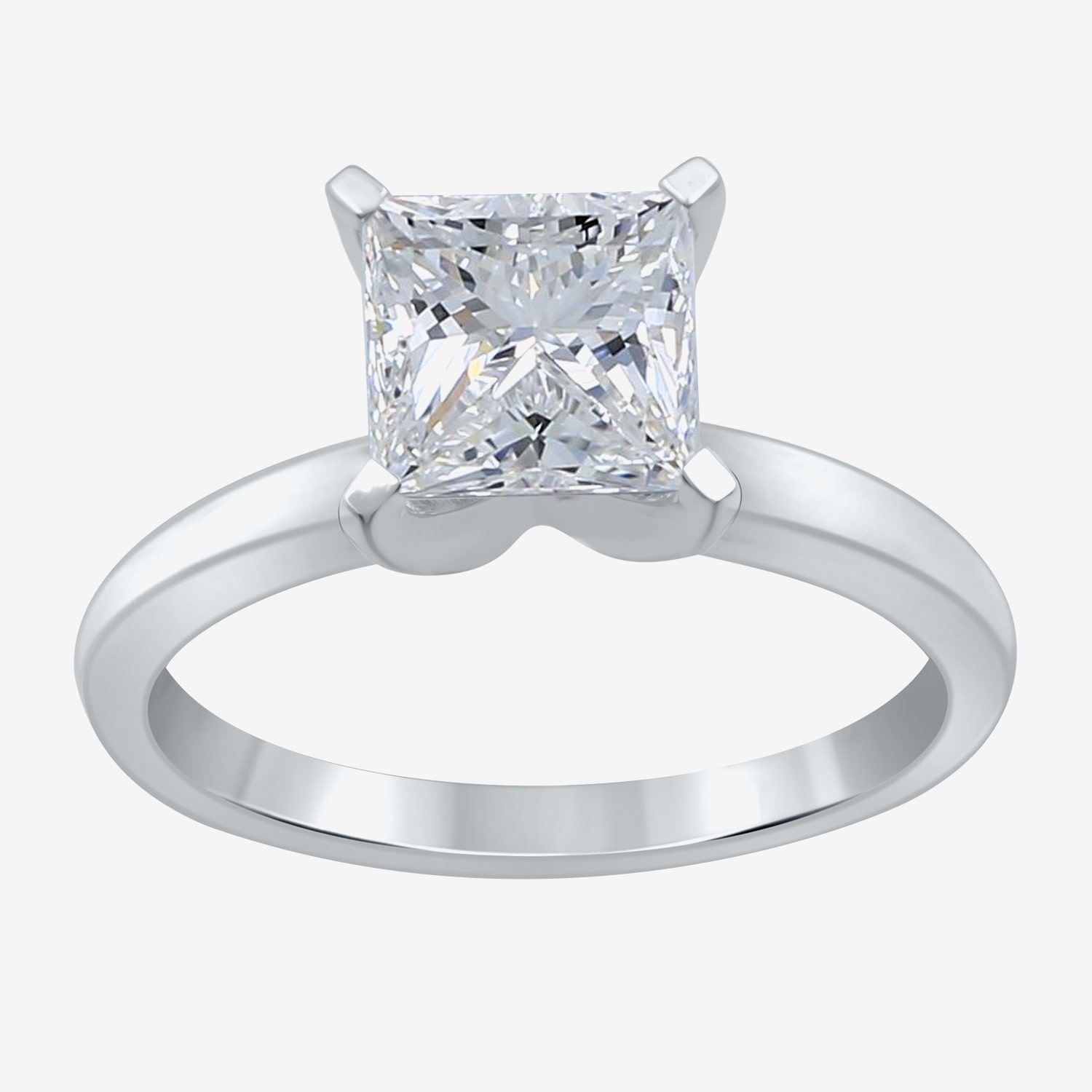 (G / SI2) Womens 2 CT. Lab-Grown White Diamond 14K Gold Princess-cut Solitaire Engagement Ring