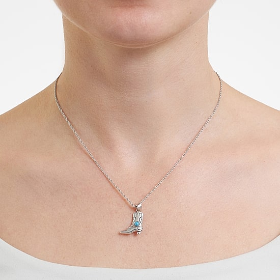 Womens Enhanced Blue Turquoise Sterling Silver 18 Inch Pendant Necklace