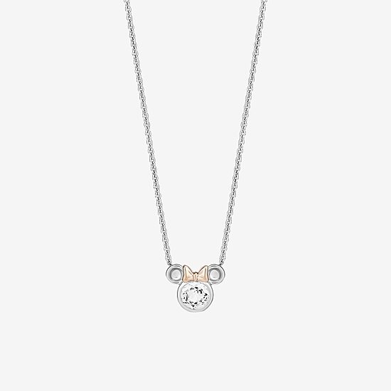 Disney Jewels Collection Womens Genuine White Topaz 14K Two Tone Gold Over Silver 18 Inch Pendant Necklace
