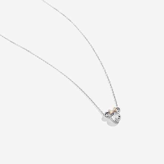 Disney Jewels Collection Womens Genuine White Topaz 14K Two Tone Gold Over Silver 18 Inch Pendant Necklace