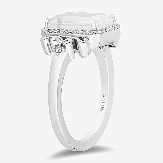 Enchanted Disney Fine Jewelry Womens 1/6 CT. T.W. Natural White Diamond 14K Rose Gold Over Silver Sterling Silver Square Princess Cocktail Ring