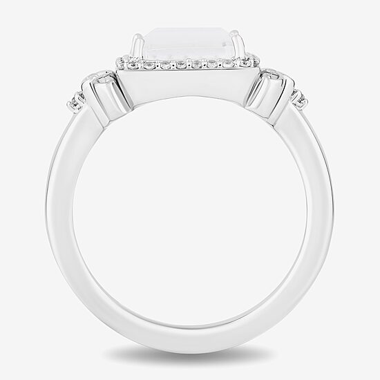 Enchanted Disney Fine Jewelry Womens 1/6 CT. T.W. Natural White Diamond 14K Rose Gold Over Silver Sterling Silver Square Princess Cocktail Ring