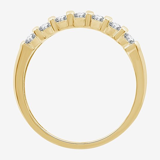 Sterling Silver Womens 1/2 CT. T.W. Lab Grown White Diamond 14K Gold Over Silver Sterling Silver Band