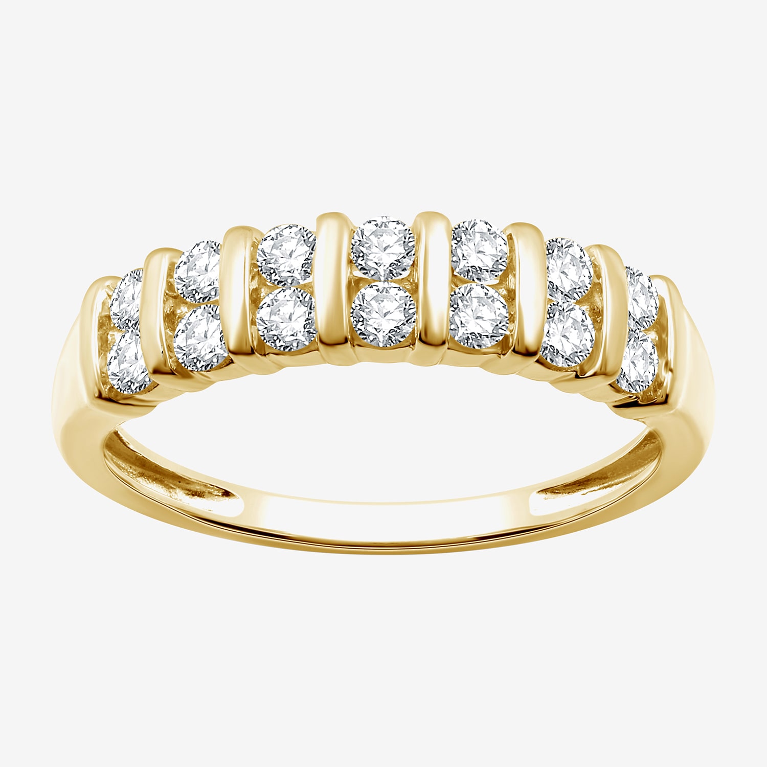 Sterling Silver Womens 1/2 CT. T.W. Lab Grown White Diamond 14K Gold Over Band