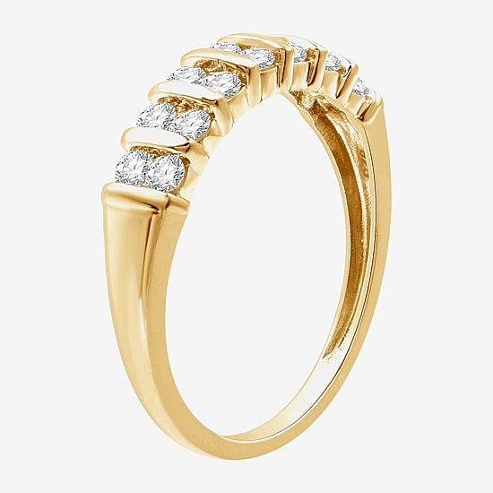 Sterling Silver Womens 1/2 CT. T.W. Lab Grown White Diamond 14K Gold Over Silver Sterling Silver Band