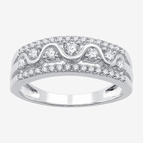 Womens 1/2 CT. T.W. Lab Grown White Diamond Sterling Silver Band
