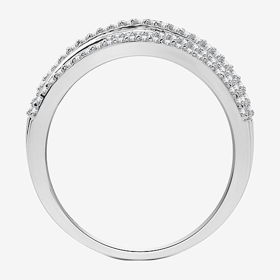 Womens 1/2 CT. T.W. Lab Grown White Diamond Sterling Silver Crossover Band