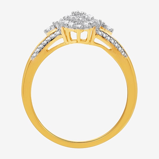 Womens 1/2 CT. T.W. Lab Grown White Diamond 14K Gold Over Silver Sterling Silver Marquise Cluster Cocktail Ring