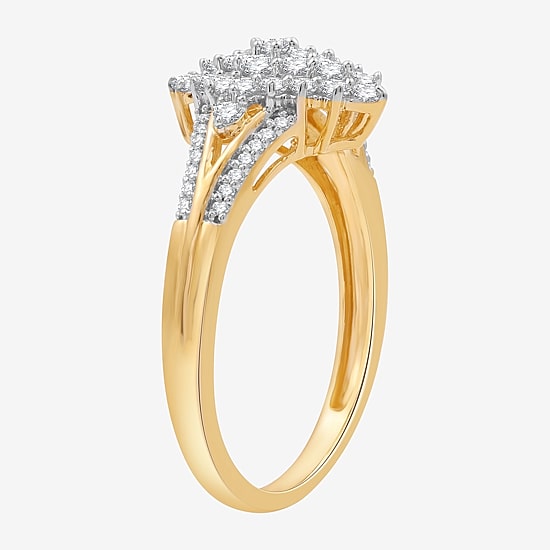 Womens 1/2 CT. T.W. Lab Grown White Diamond 14K Gold Over Silver Sterling Silver Marquise Cluster Cocktail Ring