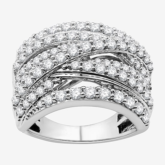 Womens 2 CT. T.W. Lab Grown White Diamond Sterling Silver Crossover Band