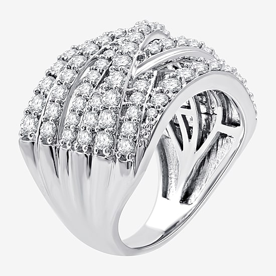 Womens 2 CT. T.W. Lab Grown White Diamond Sterling Silver Crossover Band