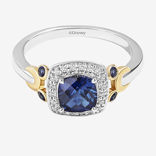 Disney Jewels Collection Womens 1/10 CT. T.W. Gemstone 14K Two Tone Gold Over Silver Sterling Silver Cushion Mickey Mouse Minnie Mouse Cocktail Ring