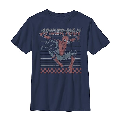 Disney Collection Little & Big Kid Boys Crew Neck Short Sleeve Regular Fit Marvel Spiderman Graphic T-Shirt, X-small, Blue
