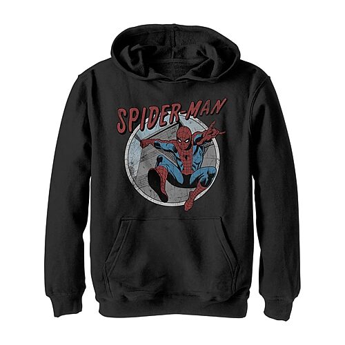 Disney Collection Little & Big Kid Boys Long Sleeve Marvel Spiderman Hoodie, Medium, Black
