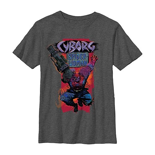 Disney Collection Little & Big Kid Boys Crew Neck Short Sleeve Regular Fit Marvel Spiderman Graphic T-Shirt, Medium, Gray