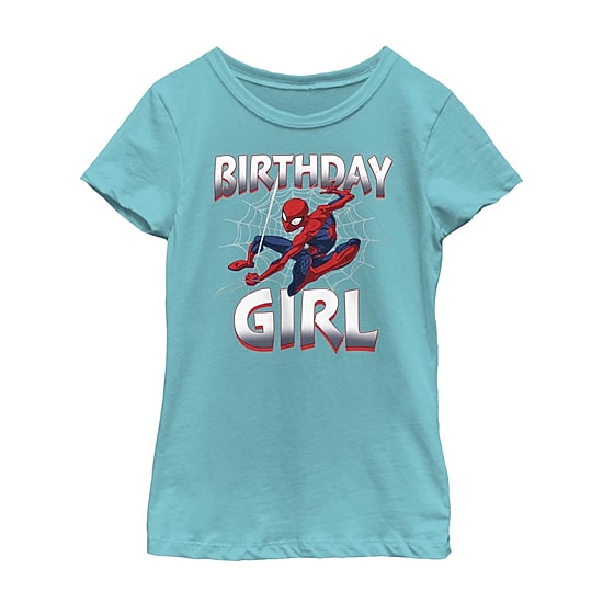 Disney Collection Little & Big Kid Girls Crew Neck Short Sleeve Regular Fit Marvel Spiderman Graphic T-Shirt