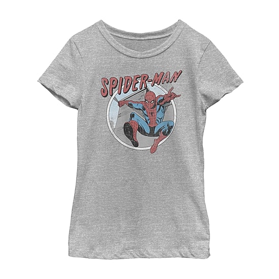 Disney Collection Little & Big Kid Girls Crew Neck Short Sleeve Regular Fit Marvel Spiderman Graphic T-Shirt