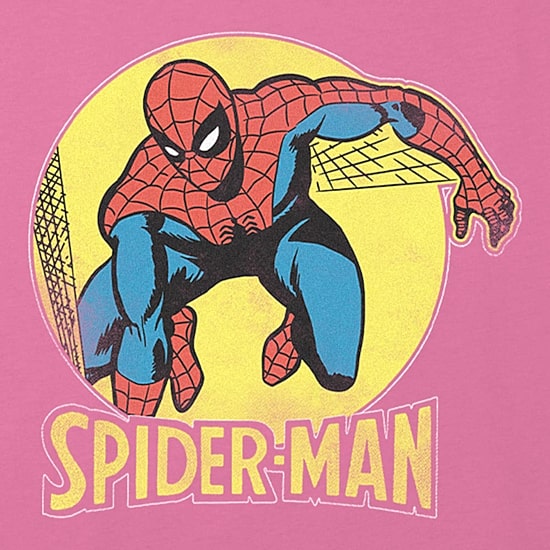 Disney Collection Little & Big Kid Girls Crew Neck Short Sleeve Regular Fit Marvel Spiderman Graphic T-Shirt