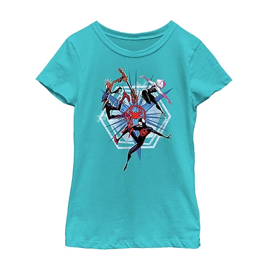 Disney Collection Little & Big Kid Girls Crew Neck Short Sleeve Regular Fit Marvel Spiderman Graphic T-Shirt