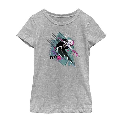 Disney Collection Little & Big Kid Girls Crew Neck Short Sleeve Regular Fit Marvel Spiderman Graphic T-Shirt, X-small, Gray
