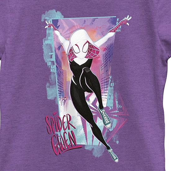 Disney Collection Little & Big Kid Girls Crew Neck Short Sleeve Regular Fit Marvel Spiderman Graphic T-Shirt