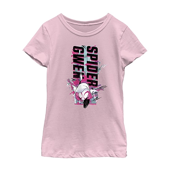 Disney Collection Little & Big Kid Girls Crew Neck Short Sleeve Regular Fit Marvel Spiderman Graphic T-Shirt