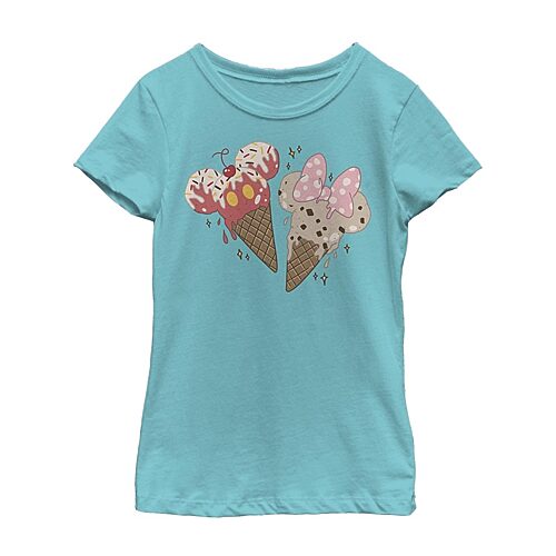 Disney Collection Little & Big Kid Girls Crew Neck Short Sleeve Regular Fit Mickey and Friends Graphic T-Shirt, X-small, Blue