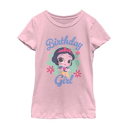 Disney Collection Little & Big Kid Girls Crew Neck Short Sleeve Regular Fit Princess Snow White Graphic T-Shirt, X-small, Pink