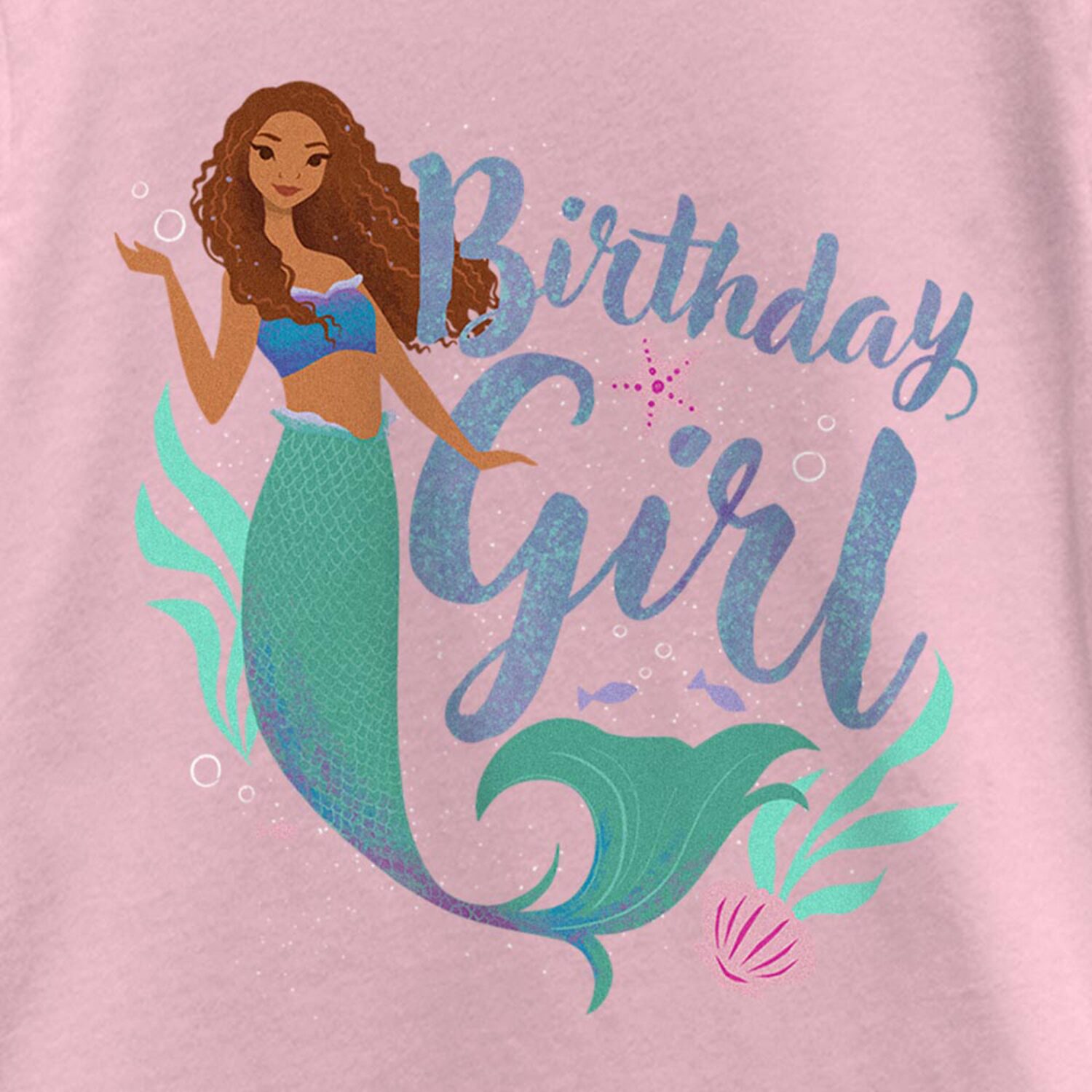 Disney Collection Little & Big Kid Girls Crew Neck Short Sleeve Regular Fit Ariel Princess The Mermaid Graphic T-Shirt