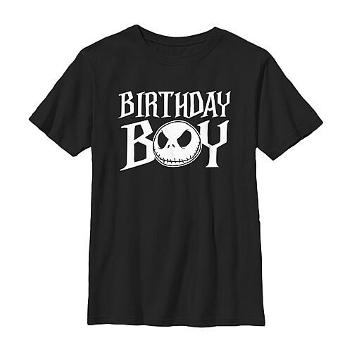 Disney Collection Little & Big Kid Boys Crew Neck Short Sleeve Regular Fit Nightmare Before Christmas Graphic T-Shirt, Small, Black