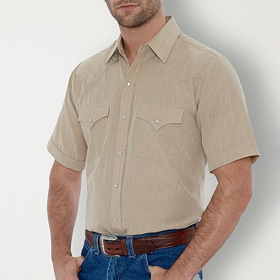 Ely Cattleman Snap Front Mens Short Sleeve Classic Fit Button-Down Shirt