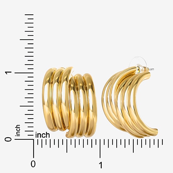 JS Jessica Simpson Gold Tone Womens 27mm Hoop Earrings